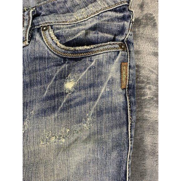 Silver Jeans Men's 32x33 Distressed Boot Cut Y2K Grunge Tuesday Blue Jeans - Picture 4 of 14